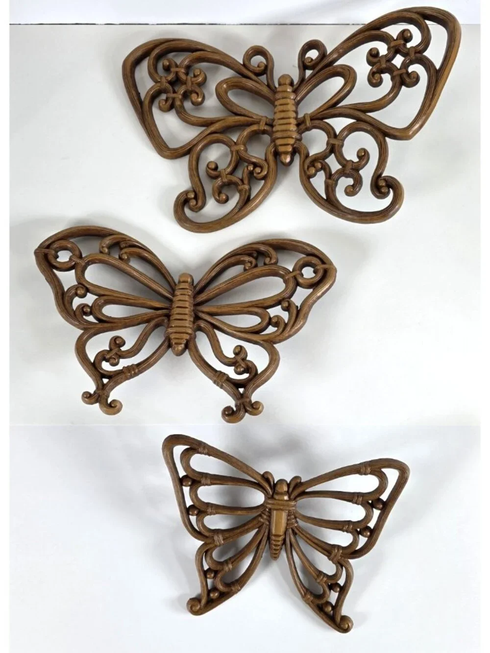 Vintage MCM Homco Butterfly Wall Decor Set of 3 1970's Mid Century Boho Whimsy